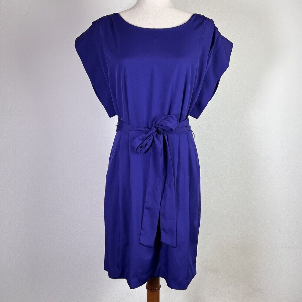 Eliza‎ J Drape Sleeve Dress Mini Size 8 Purple Belted *READ Formal Wedding Guest